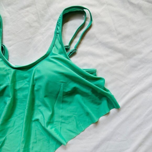 New Without Tags Turquoise Swim Top Flowy Tankini Swimsuit Size L - Picture 2 of 7